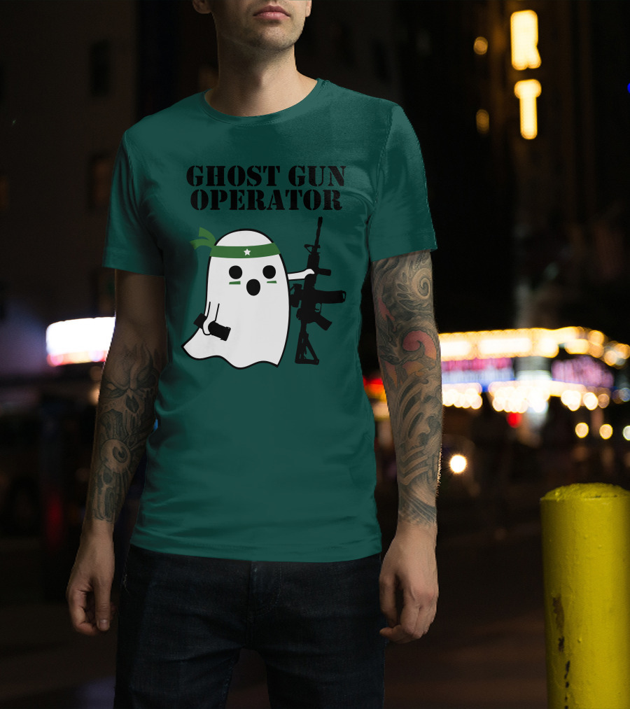 Ghost Gun Operator Ghost With Bandana And Rifle T-Shirt