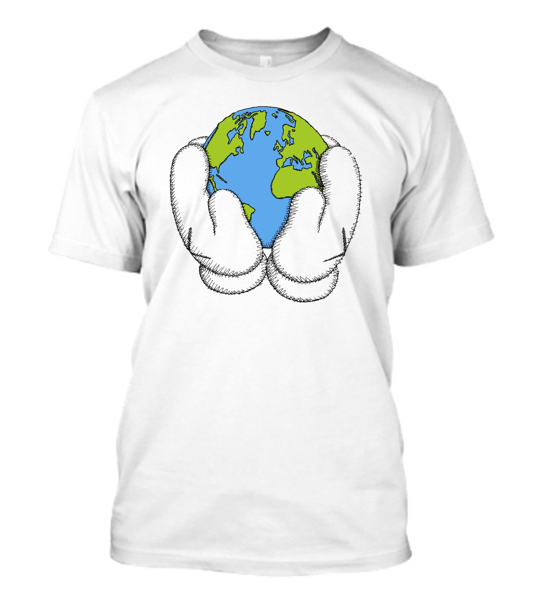 Peace For All Earth Held In Cartoon Gloves T-Shirt