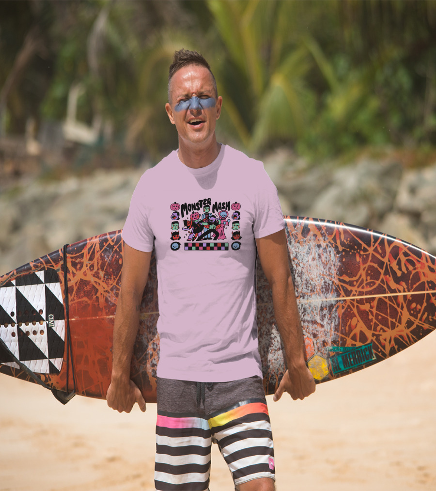 Monster Mash Frankenstein Dracula Ghost Dance Halloween Pumpkins Skulls T-Shirt