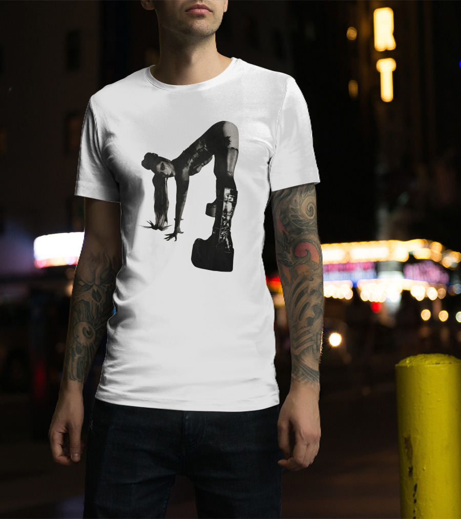 Lady Gaga Chromatica Black And White Striking Pose Platform Boots T-Shirt
