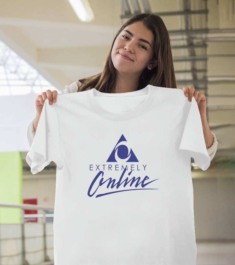 EXTREMELY ONLINE Internet Culture 90s Aesthetic Triangle T-Shirt