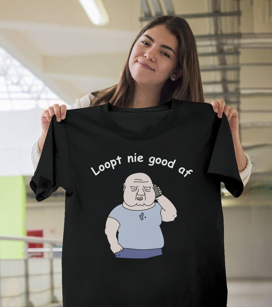 Loopt Nie Goed Af Cartoon Character on Phone T-Shirt