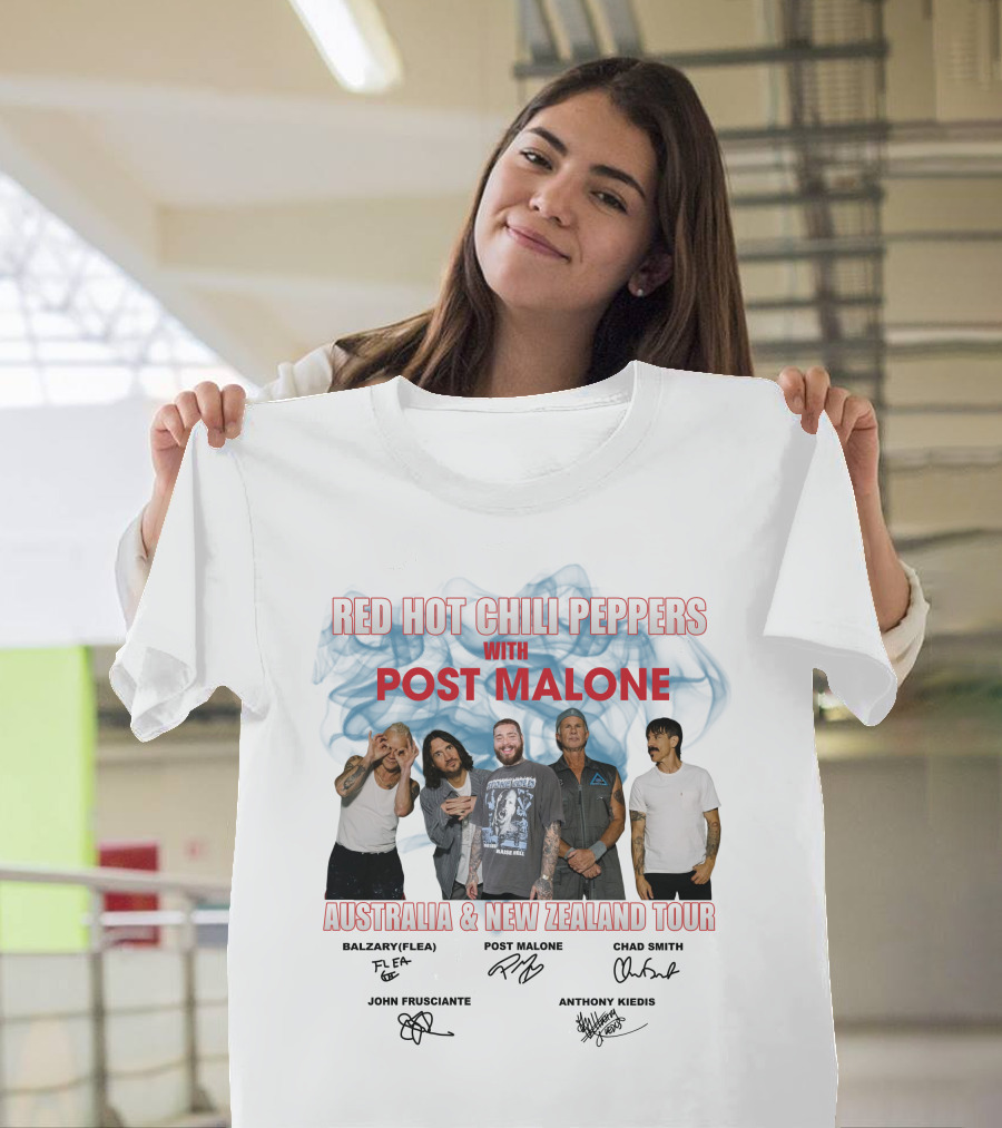 Red Hot Chili Peppers With Post Malone Australia and New Zealand Tour Balzary Frusciante Kiedis Smith T-Shirt