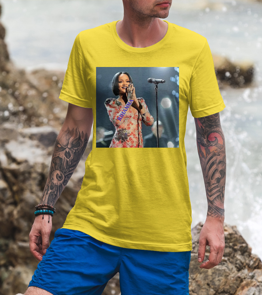 Rihanna Singer Songwriter Actress Performance Floral Dress T-Shirt
