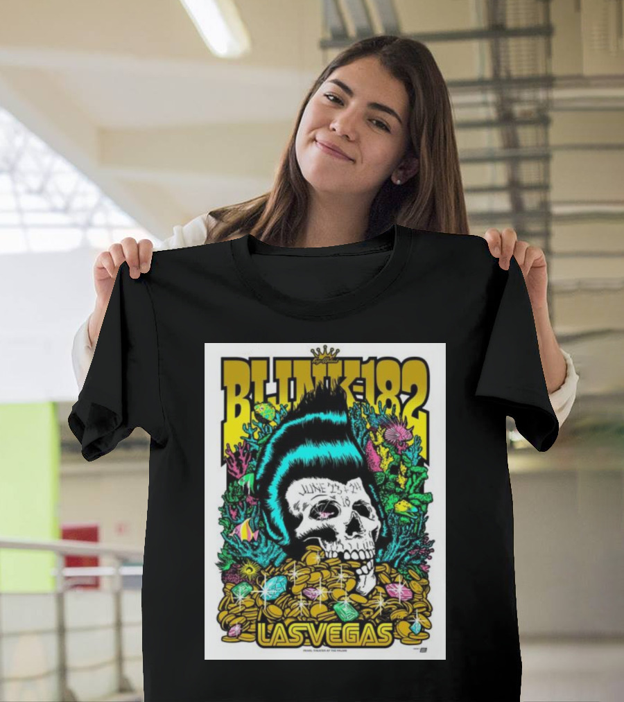 Blink-182 Las Vegas June 8-9 Skull with Money and Crown T-Shirt