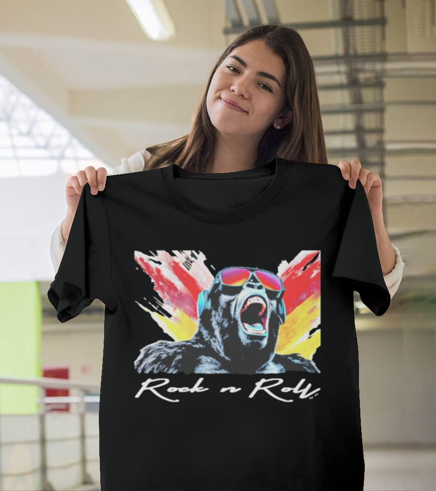 Rock N Roll Gorilla with Headphones and Sunglasses T-Shirt