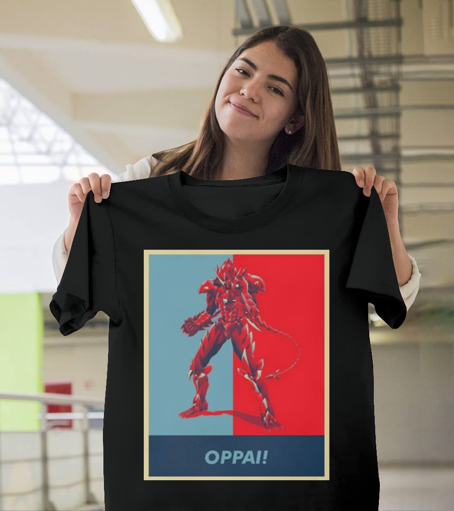 OPPAI Issei Hyoudou High School DxD Hope Style Mecha Fusion Red And Blue Dual Color Background T-Shirt