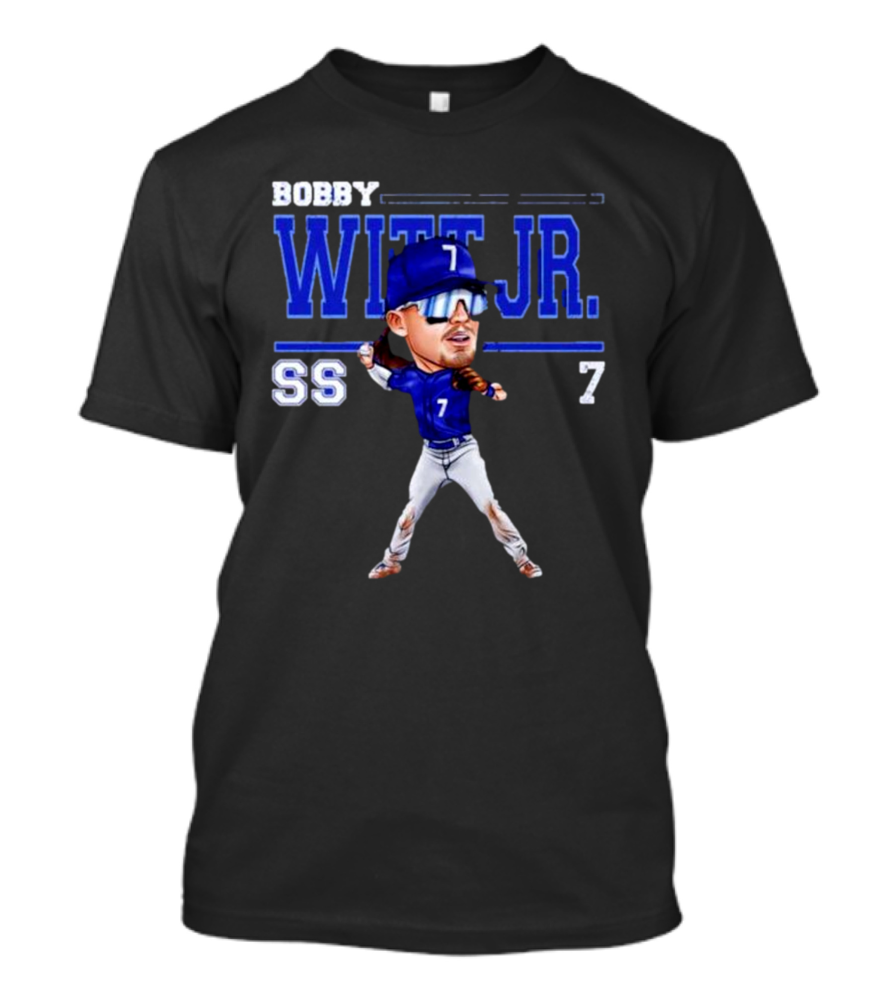 Bobby Witt Jr. SS 7 Kansas City Cartoon Baseball Player T-Shirt