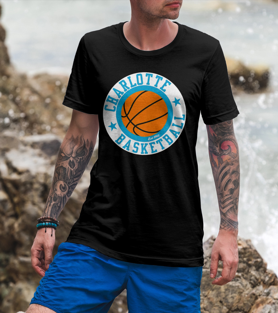 Charlotte Basketball Est 1988 Logo Vintage Style Circle Emblem T-Shirt