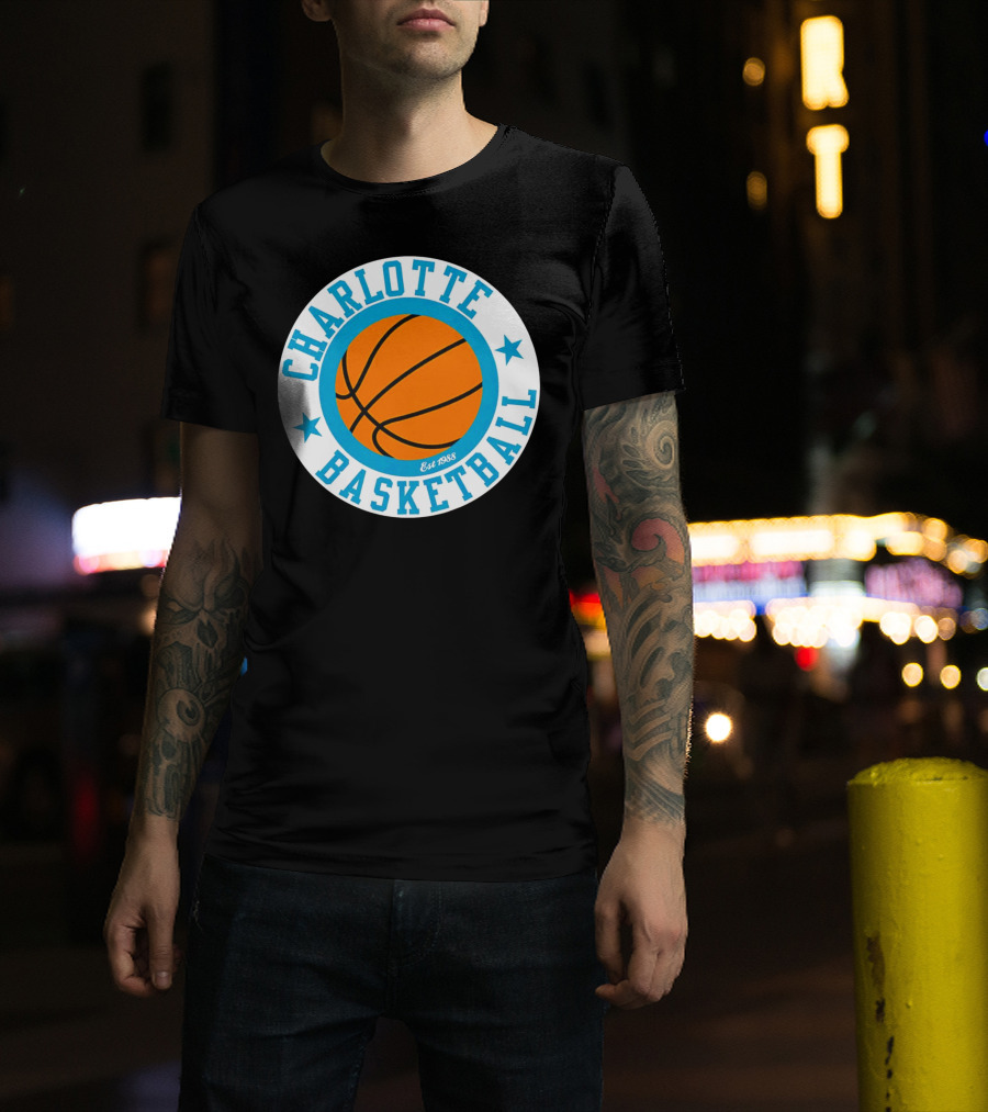 Charlotte Basketball Est 1988 Logo Vintage Style Circle Emblem T-Shirt