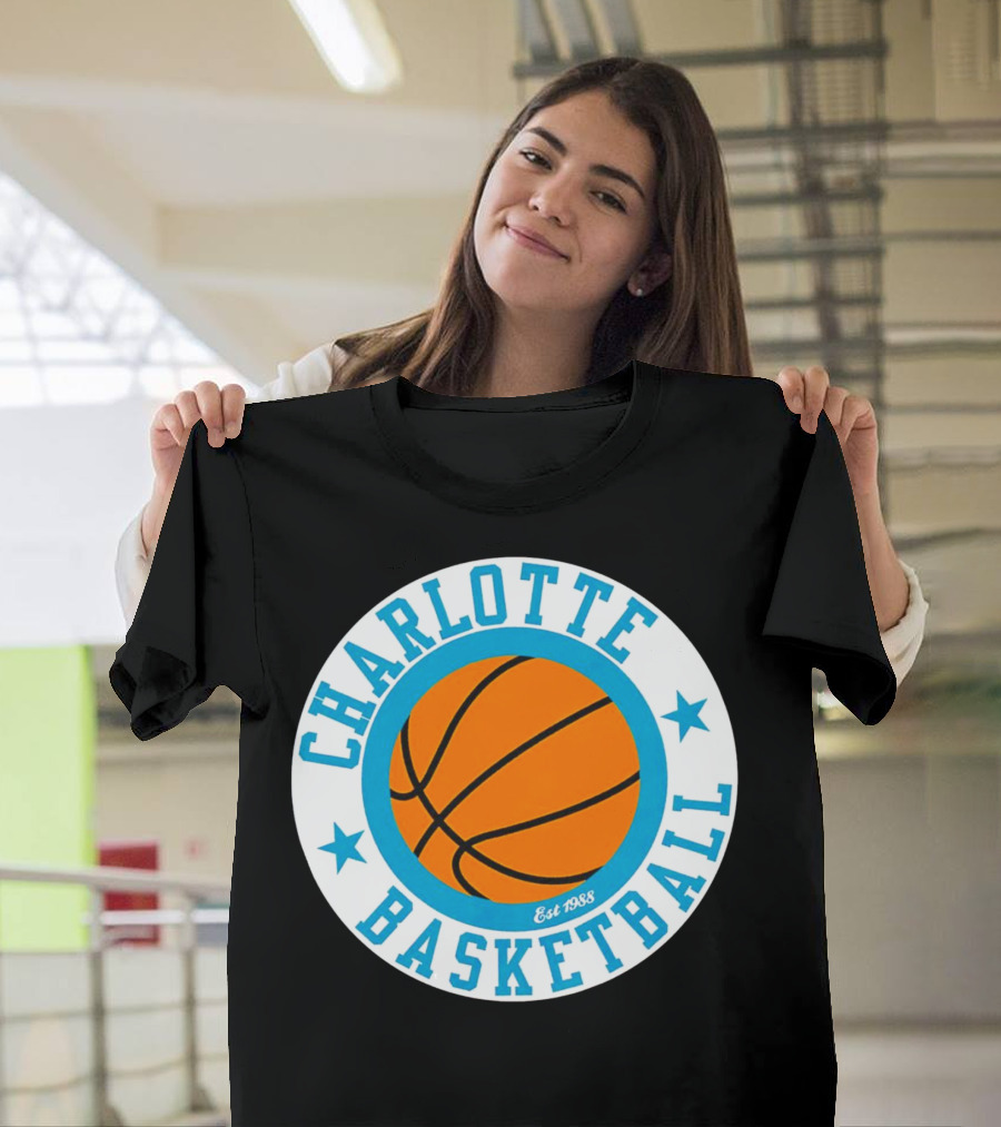 Charlotte Basketball Est 1988 Logo Vintage Style Circle Emblem T-Shirt