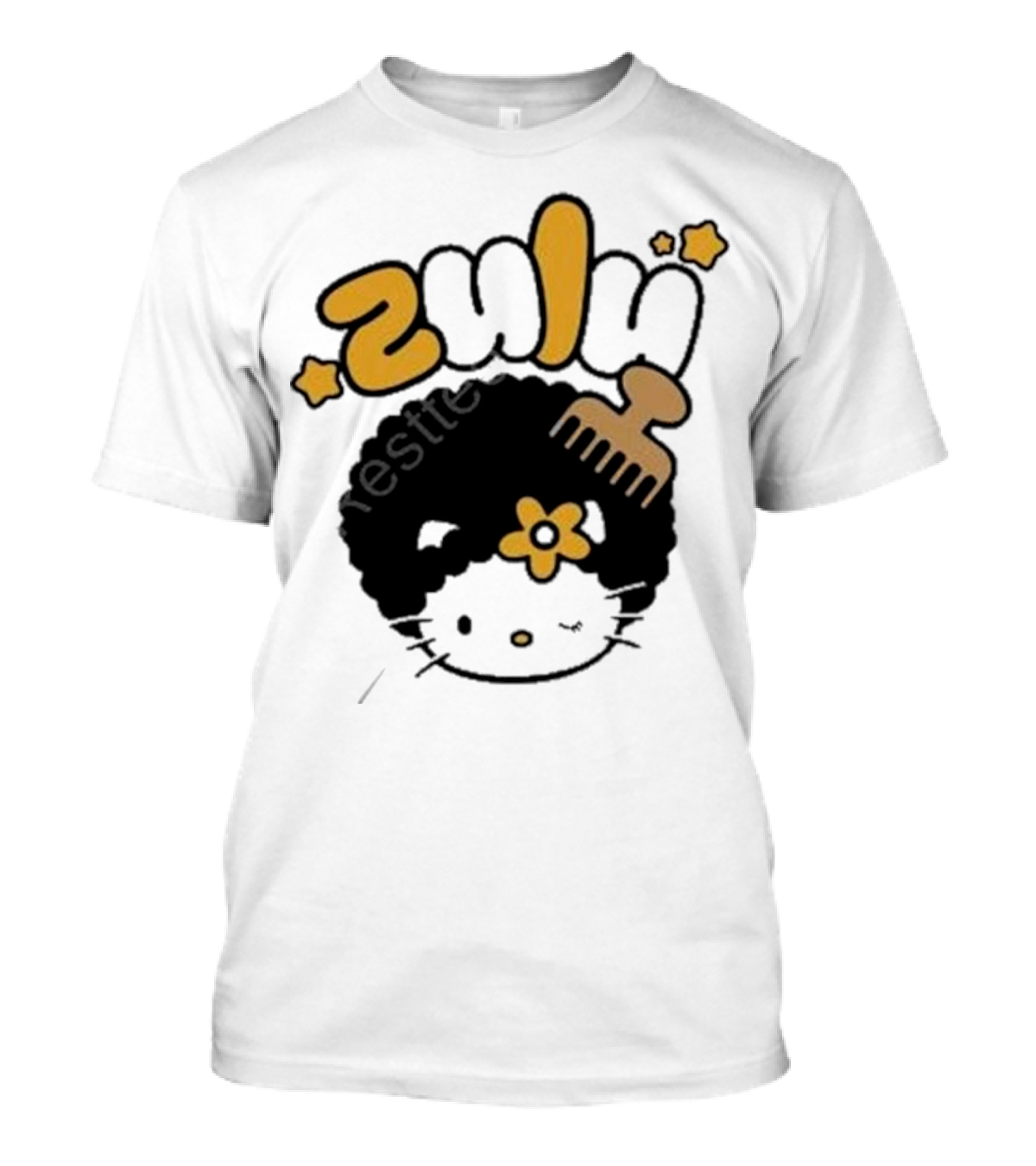 Zulu Kitty Afro Comb And Star T-Shirt