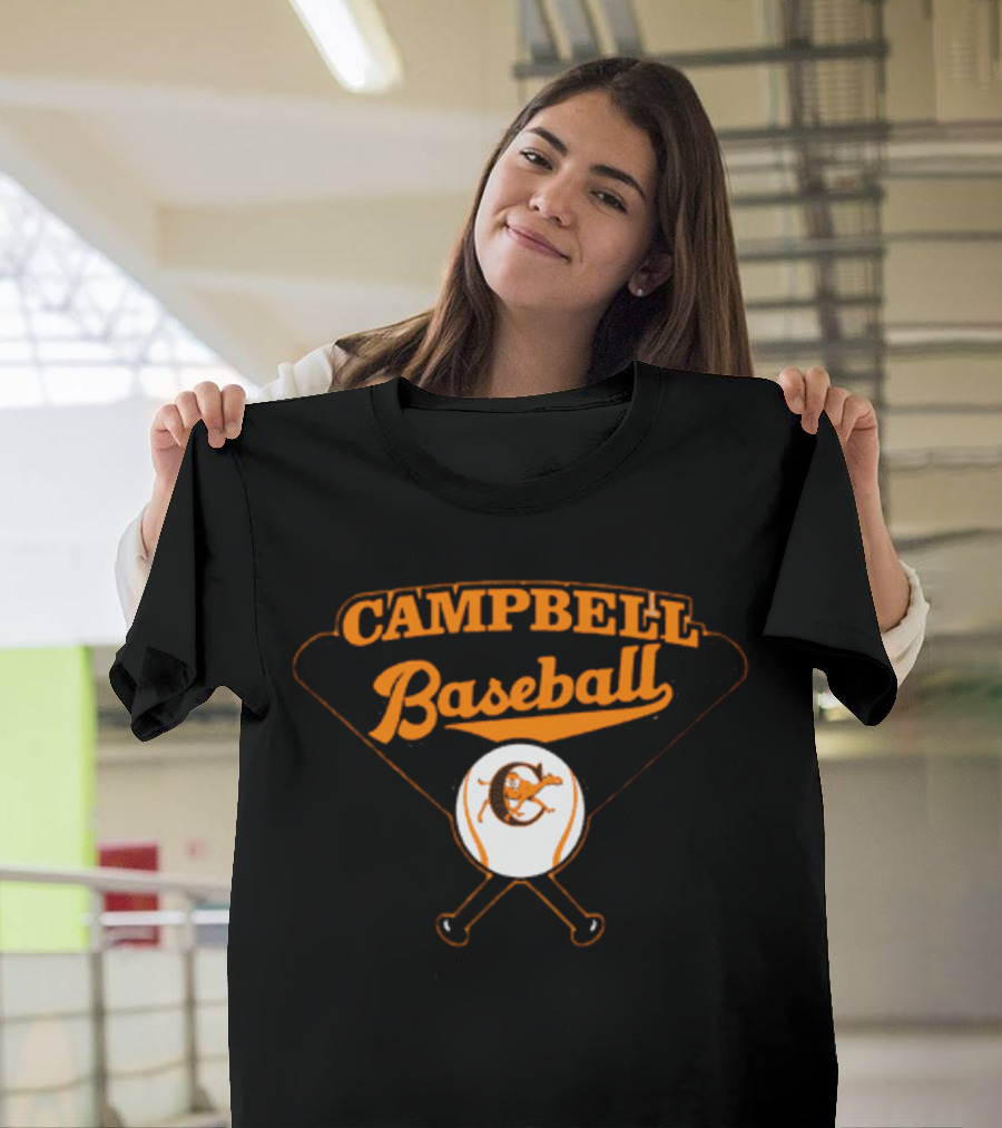 Campbell Baseball Crossed Bats T-Shirt