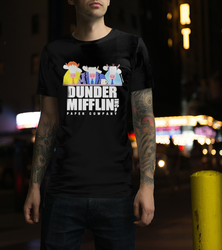 Dunder Mifflin Inc Paper Cowpany Cow Characters T-Shirt