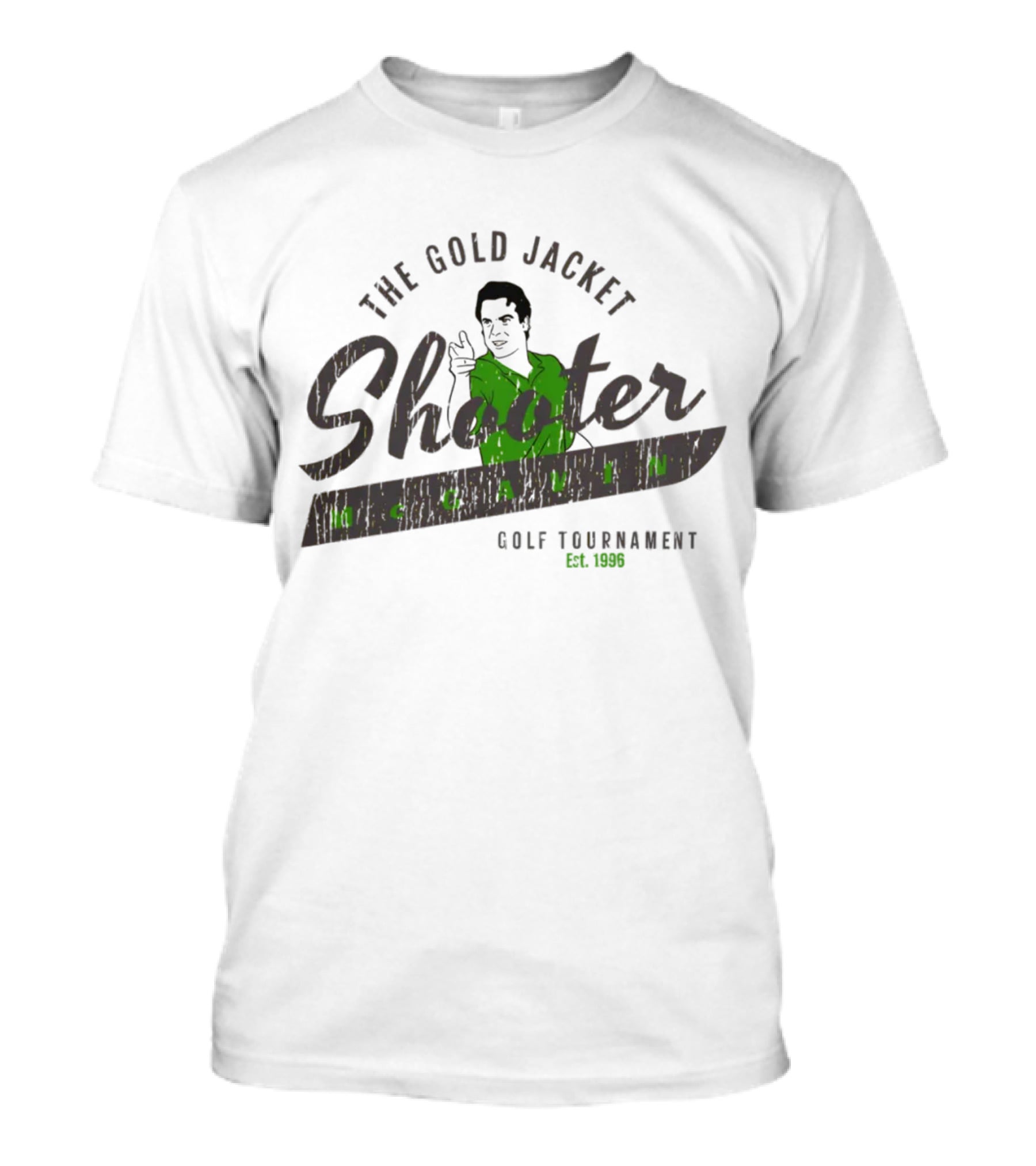 The Gold Jacket Shooter McGavin Golf Tournament Est. 1996 Super 70s Sports Store T-Shirt