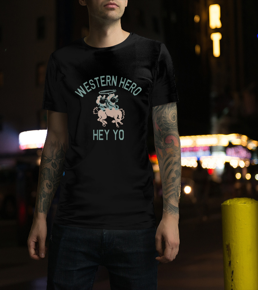 Western Hero Hey Yo Pigment Cowboy Duo Riding T-Shirt