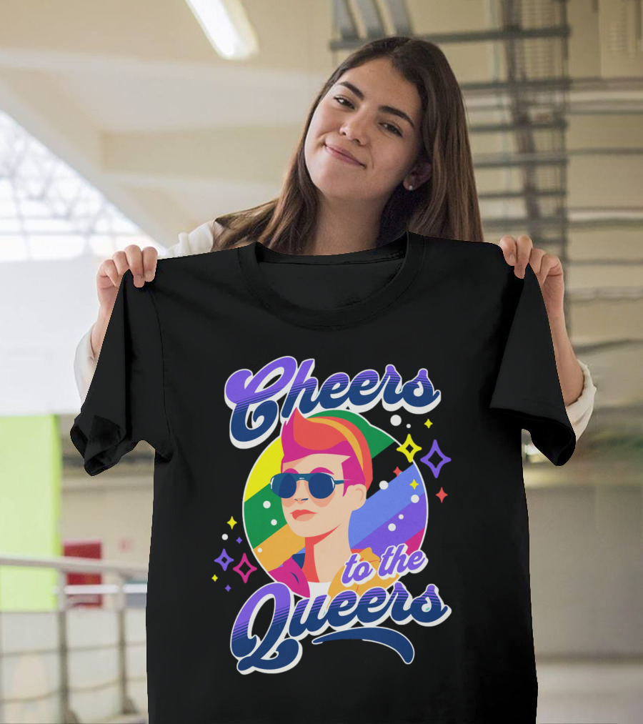 Cheers To The Queers Pride Rainbow Sunglasses Retro 80s T-Shirt