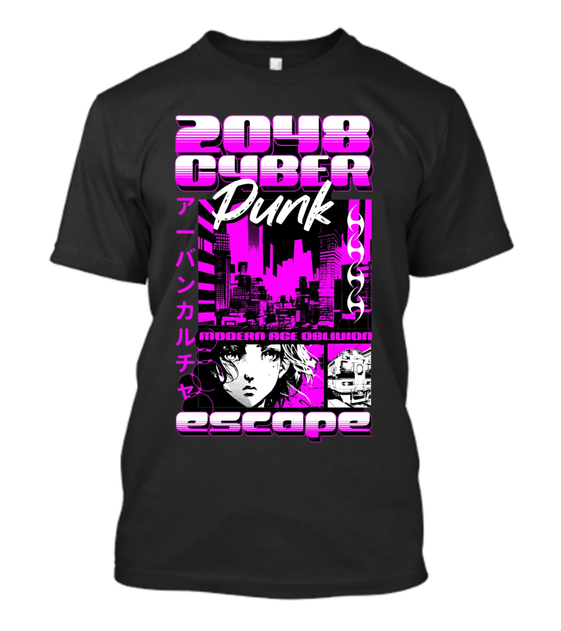 2048 Cyber Punk Escape Modern Age Oblivion Japanese Anime Urban Culture T-Shirt