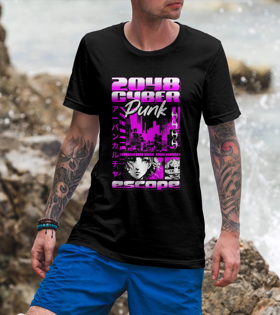 2048 Cyber Punk Escape Modern Age Oblivion Japanese Anime Urban Culture T-Shirt