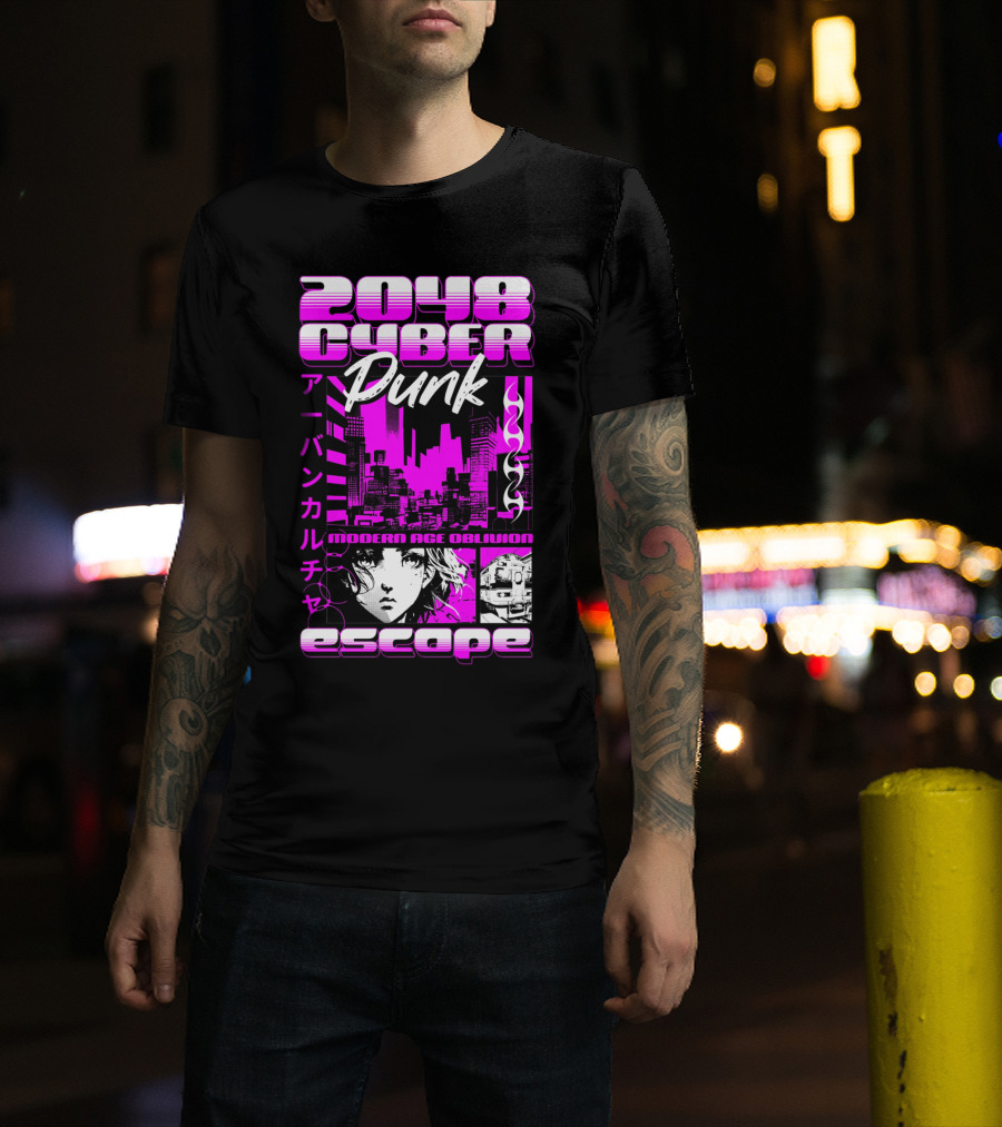 2048 Cyber Punk Escape Modern Age Oblivion Japanese Anime Urban Culture T-Shirt