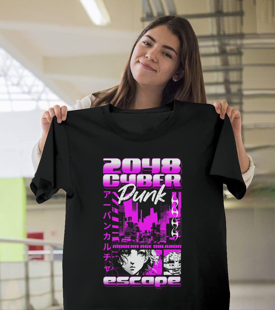 2048 Cyber Punk Escape Modern Age Oblivion Japanese Anime Urban Culture T-Shirt