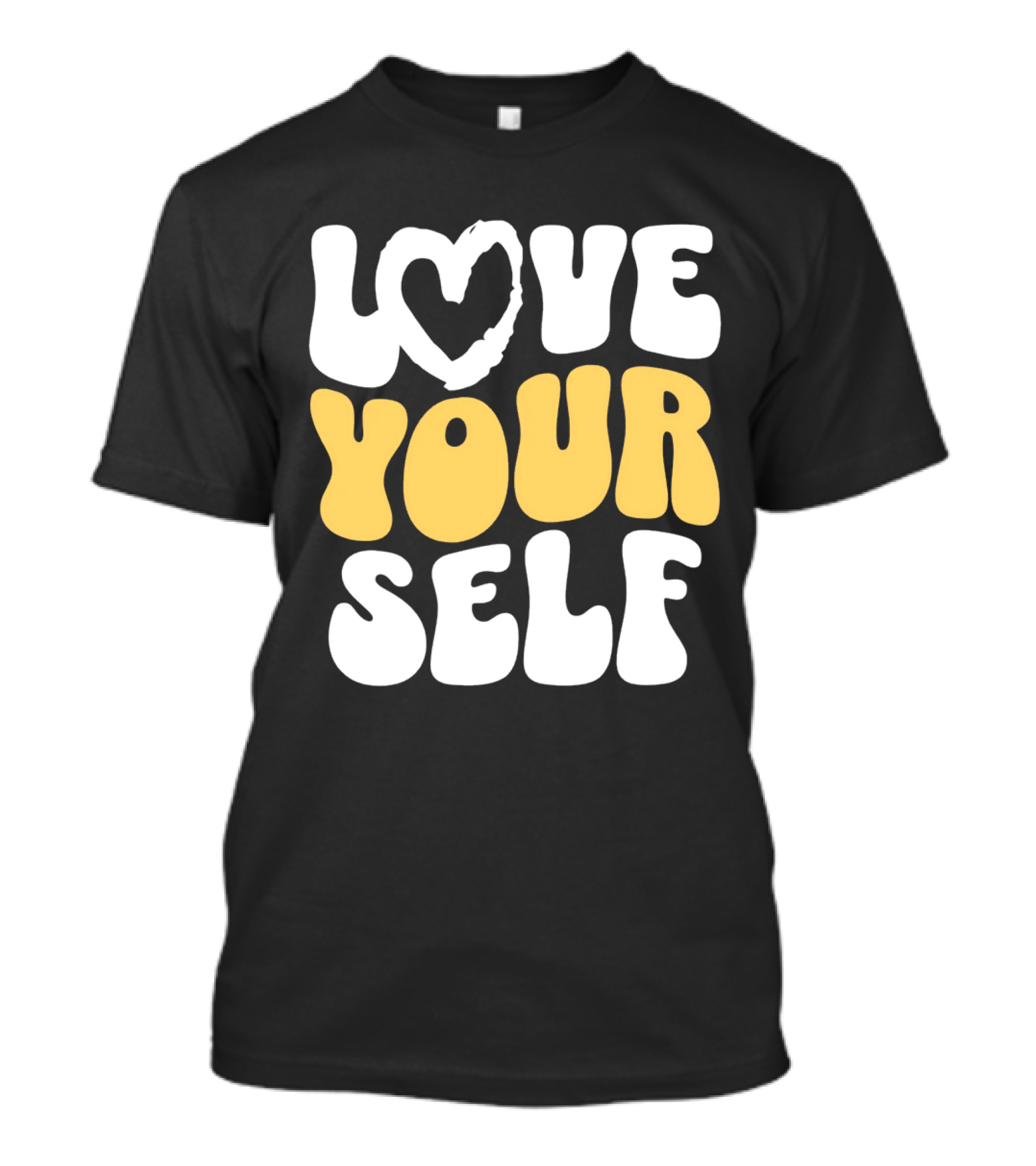 Love Your Self Heart Wavy Typography T-Shirt