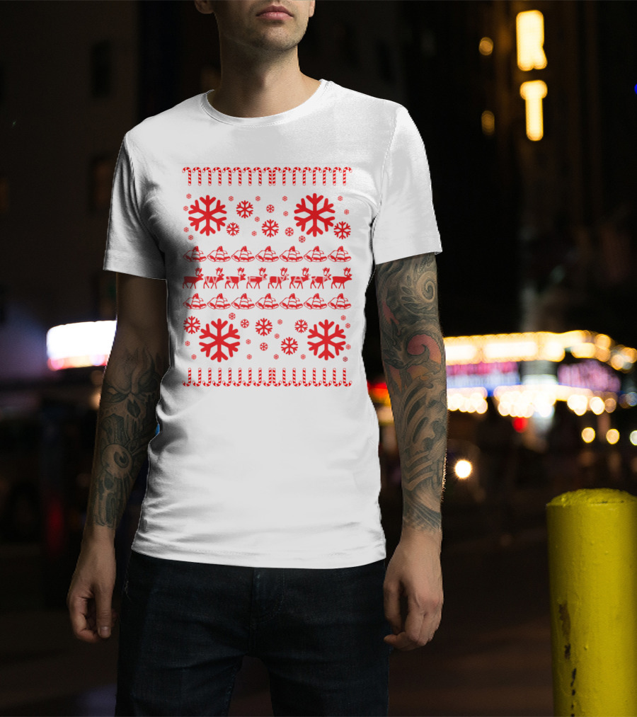 Reindeer And Snowflakes Christmas T-Shirt