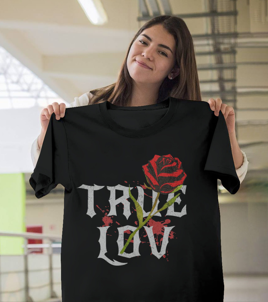 True Love Gothic Rose With Red Splatter T-Shirt
