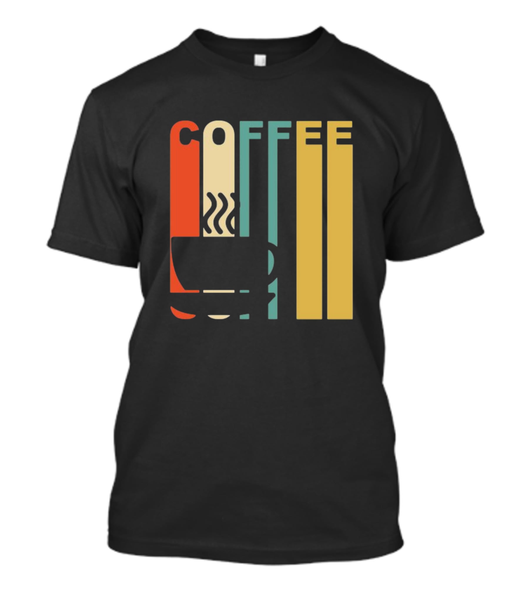 Vintage Coffee Cup Retro Stripes COFFEE Text T-Shirt