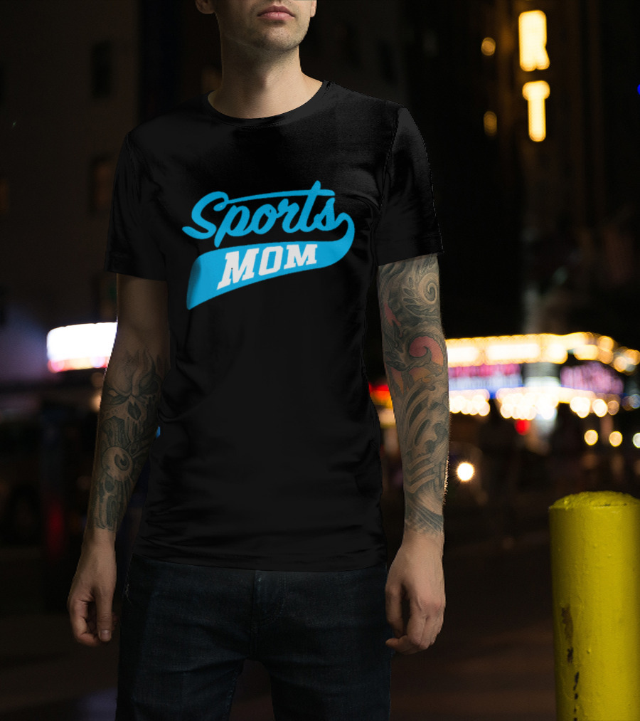 Sports Mom Blue Script Style T-Shirt