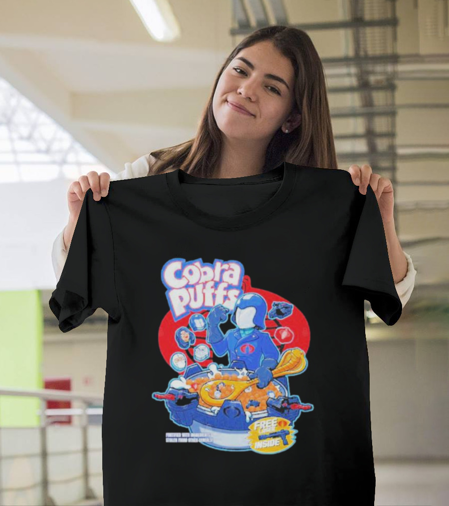 Cobra Puffs Free Laser Inside Funko Pop Style Cereal Commander Cartoon Scene T-Shirt