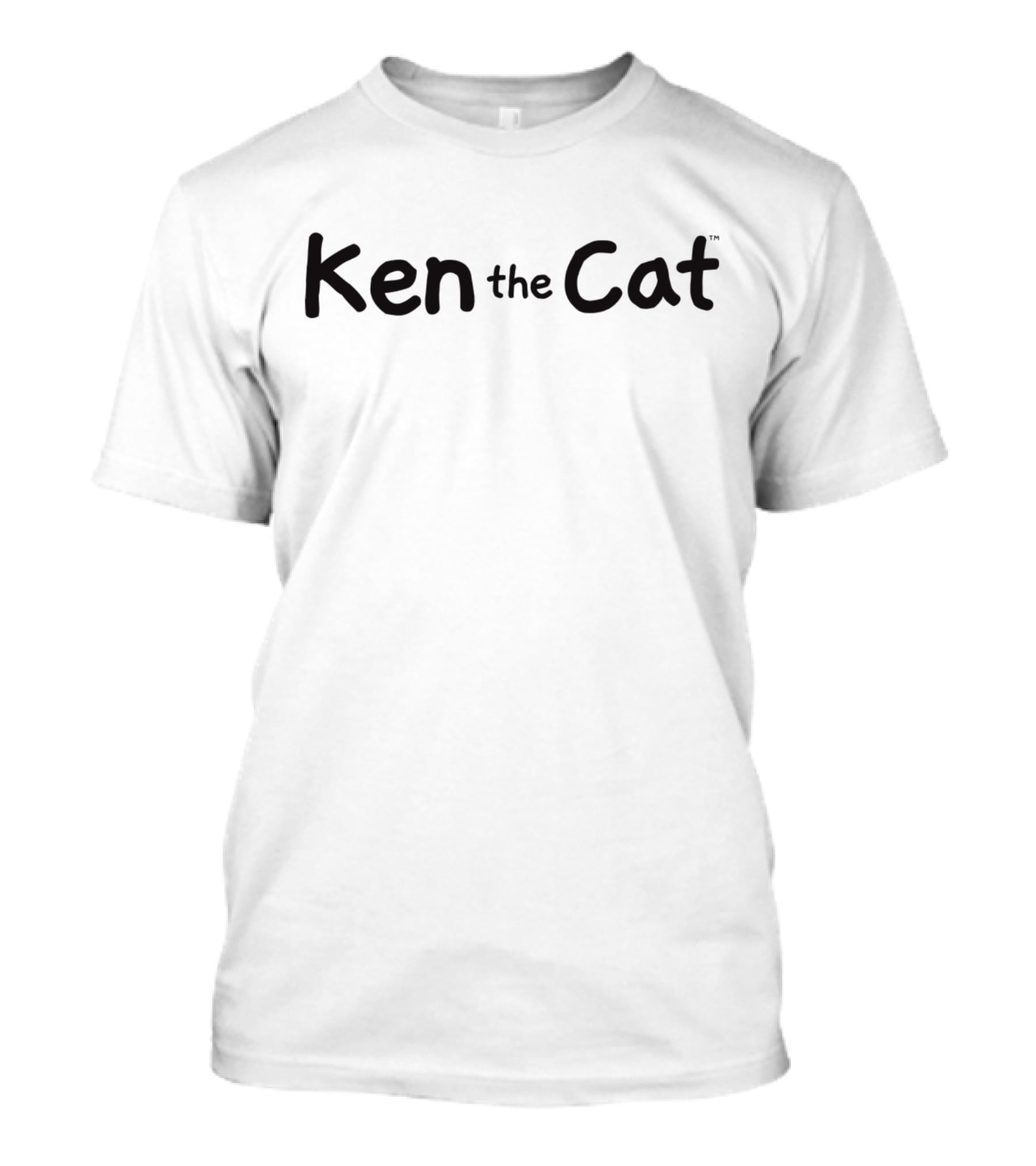 Ken The Cat Flat On Back Black Caption T-Shirt