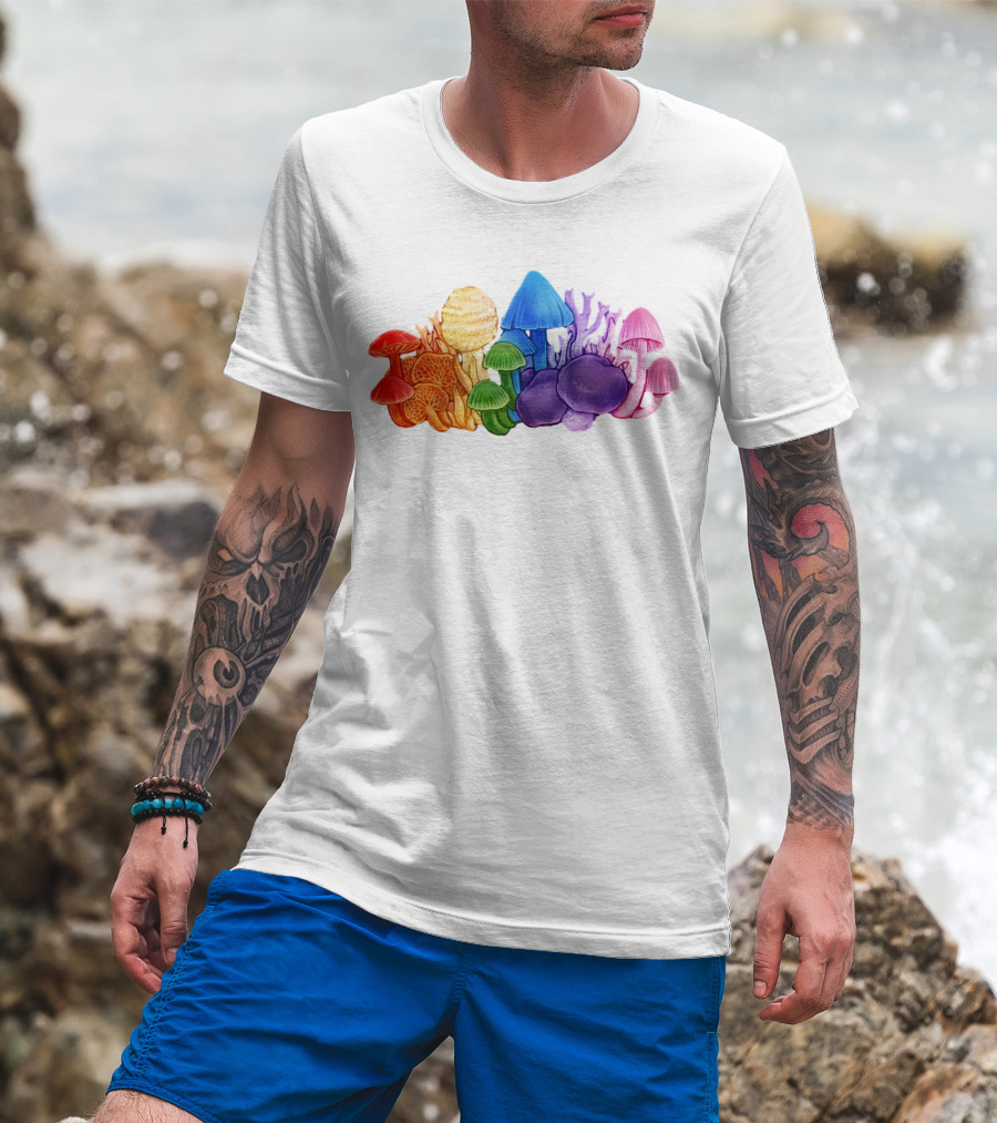NZ Rainbow Fungi Colorful Mushroom Collection T-Shirt