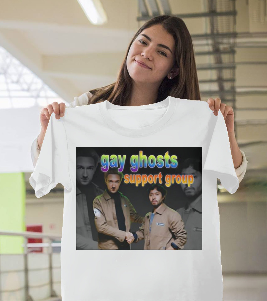 Gay Ghosts Support Group Paranormal Shaking Hands Wardrobe T-Shirt