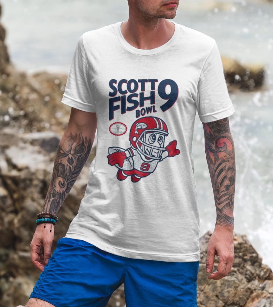 Scott Fish Bowl 9 Football Player Mascot T-Shirt