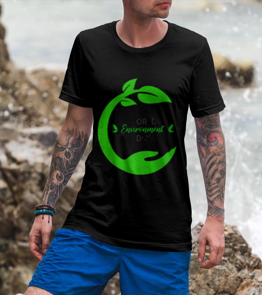 World Environment Day Green Leaf Circle Earth Protection T-Shirt