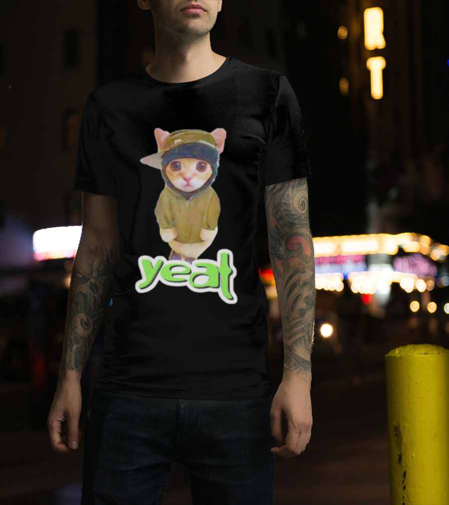 Yeat Cat Funny Hoodie And Cap Cat Image T-Shirt