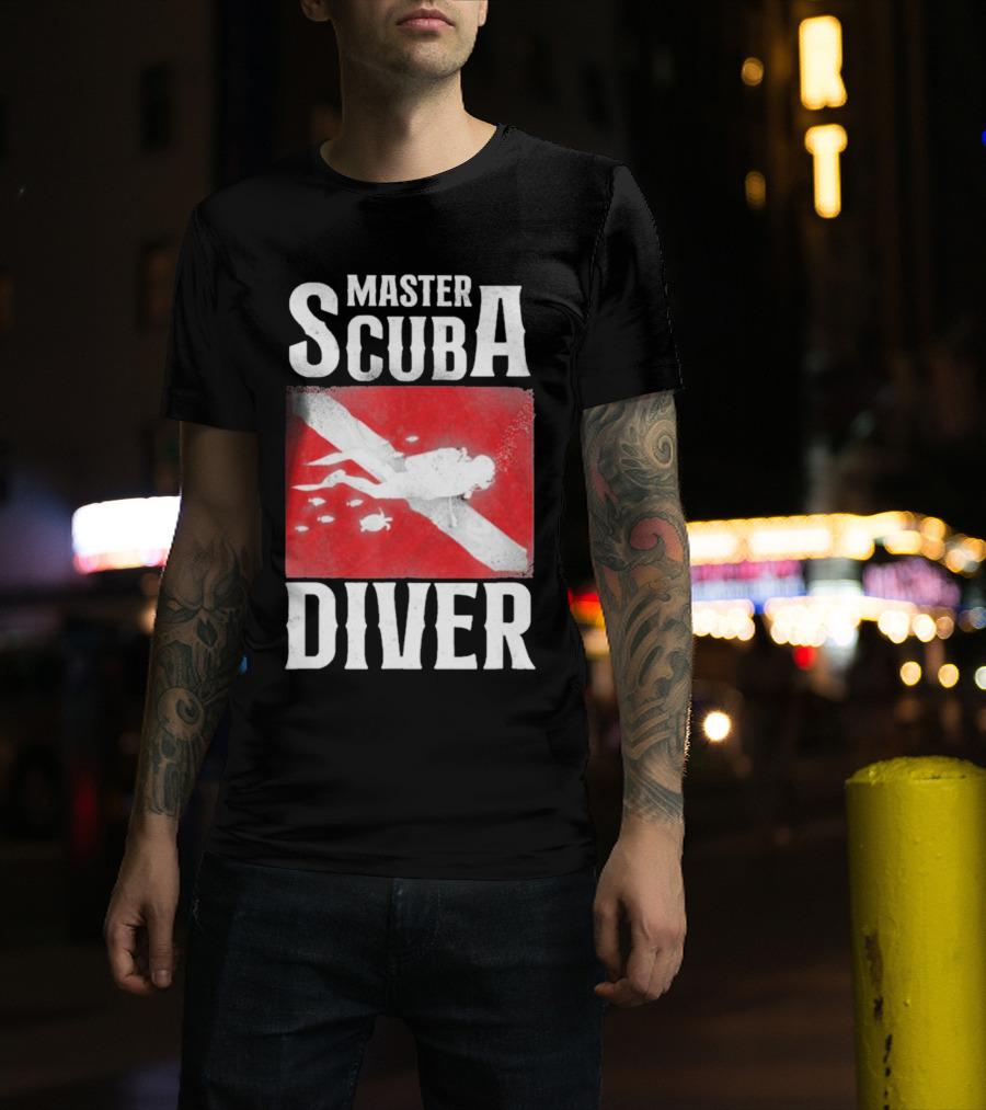 Master Scuba Diver Red Flag Diver Down T-Shirt