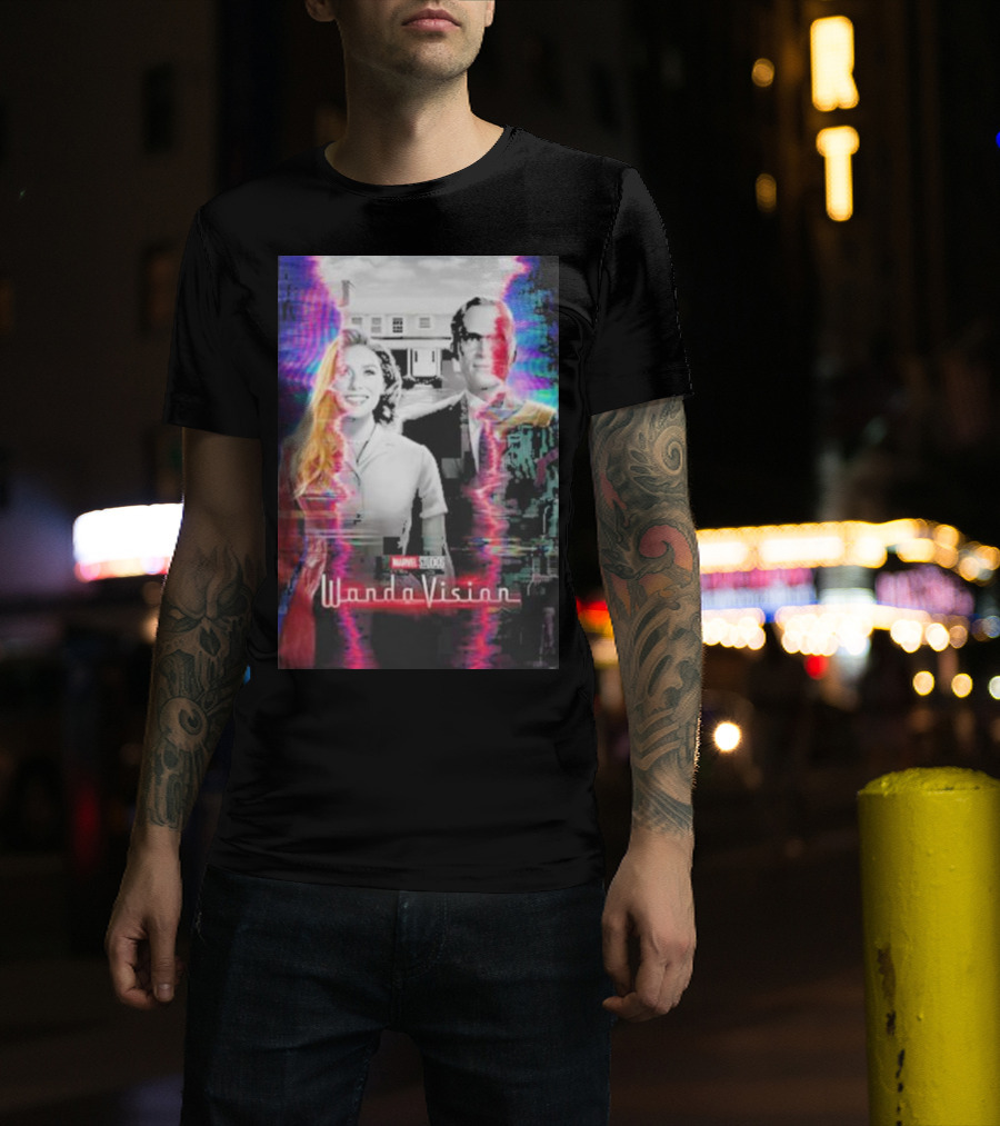 Marvel Studios WandaVision Colorful Glitch Effect Retro TV T-Shirt