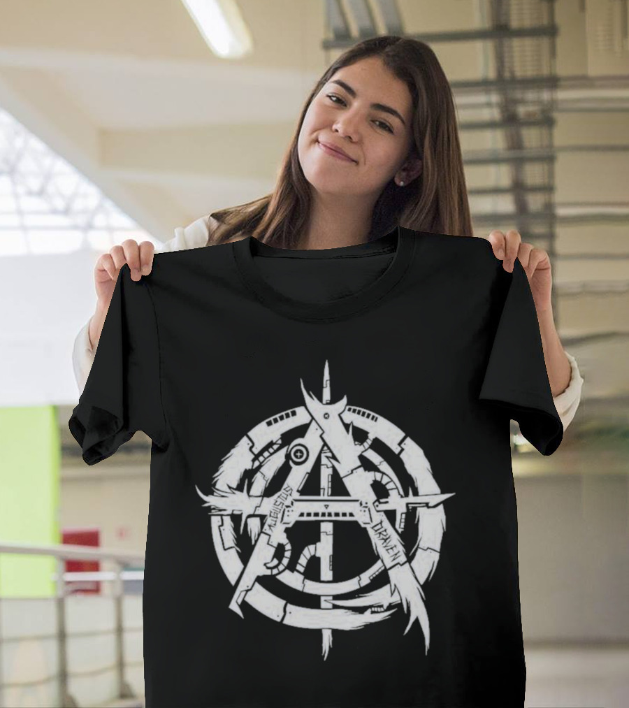 Relentless Driven Anarchy Symbol Silver and Blue T-Shirt