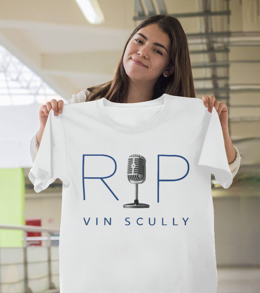 Los Angeles Dodgers Vin Scully Microphone Tribute Rip Iconic Broadcaster Memorial T-Shirt