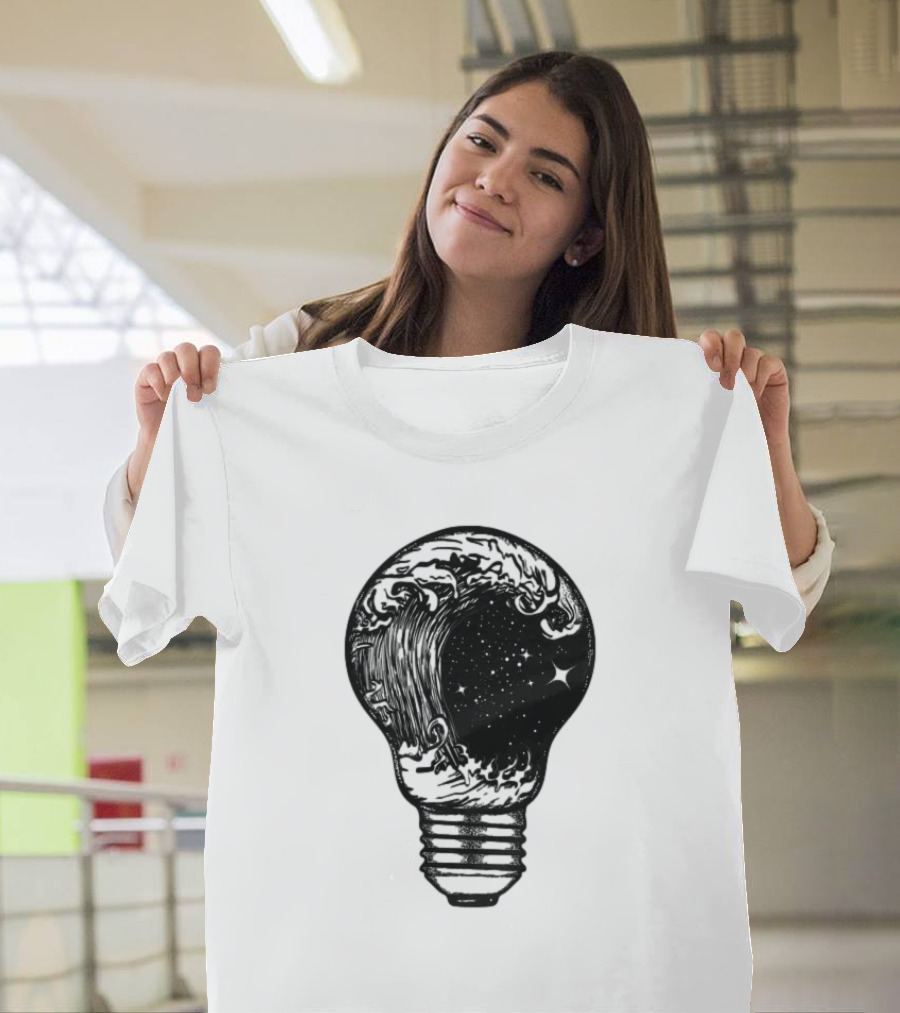 Perfect Storm Within Light Bulb with Cosmic Tattoo T-Shirt