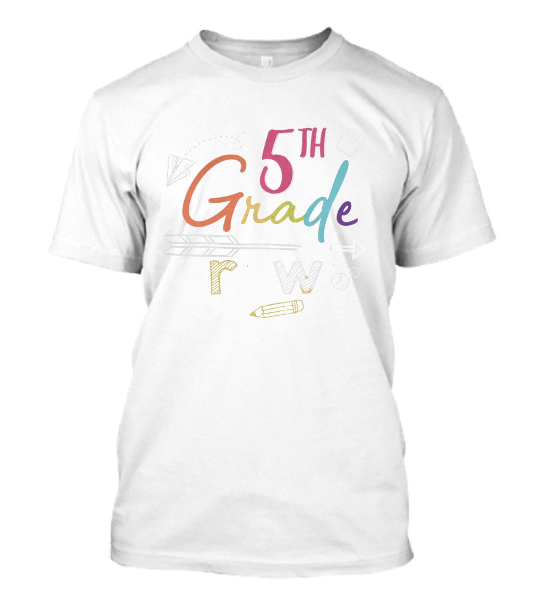 5th Grade Crew Arrow Pencil Paper Airplane Alarm Clock Book T-Shirt