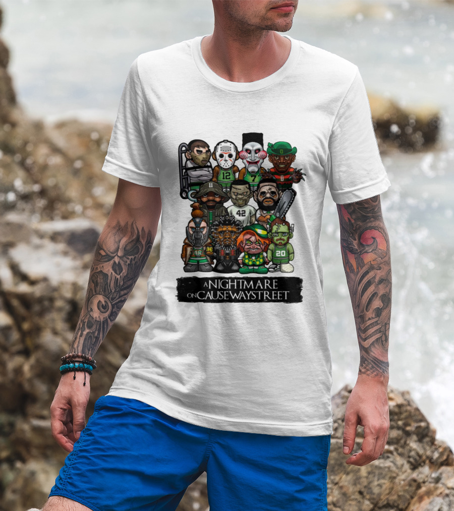 A Nightmare On Causeway Street With Horror Characters And Sports Themes T-Shirt