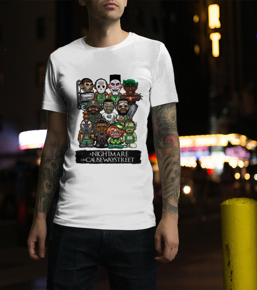 A Nightmare On Causeway Street With Horror Characters And Sports Themes T-Shirt