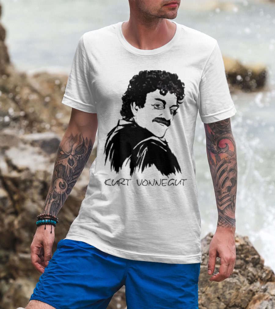 Kurt Vonnegut Black And White Stylized T-Shirt