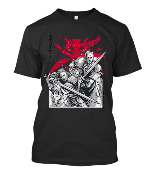 Wild Hunt Sensei Kanji Swordsmen Red T-Shirt