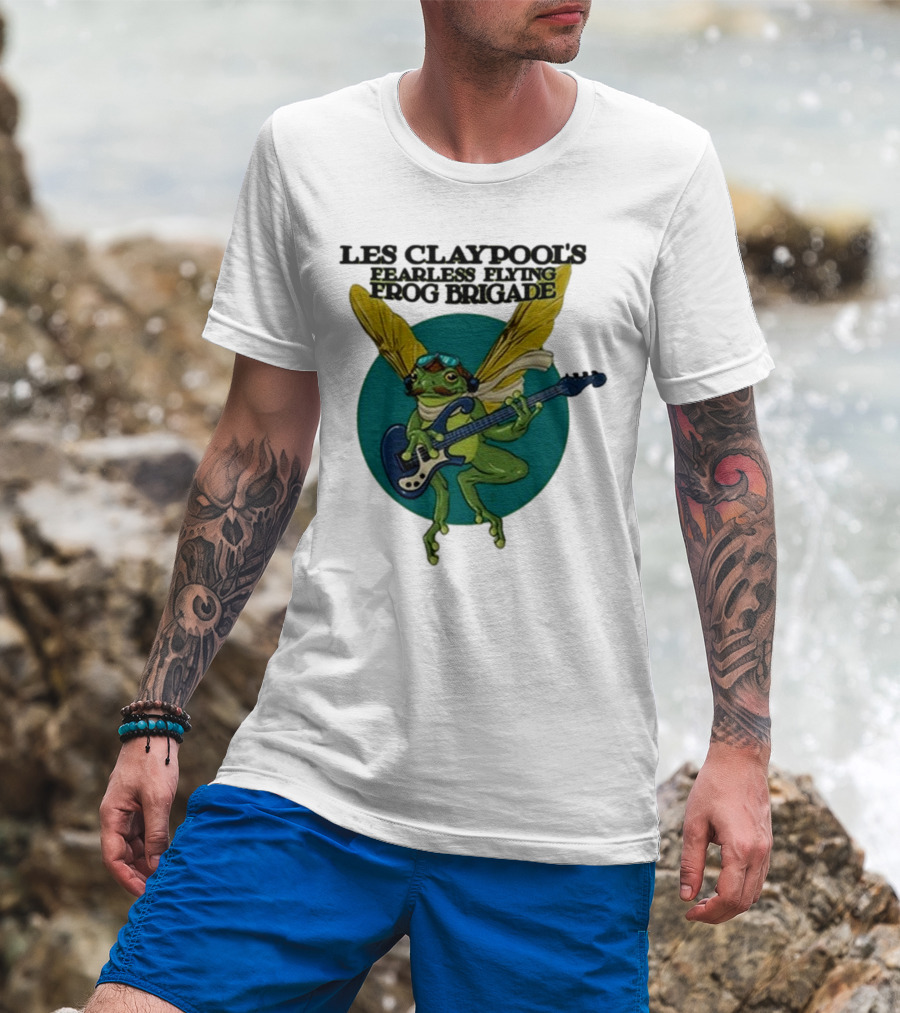 Les Claypool’s Fearless Flying Frog Brigade Flying Frog Playing Guitar T-Shirt