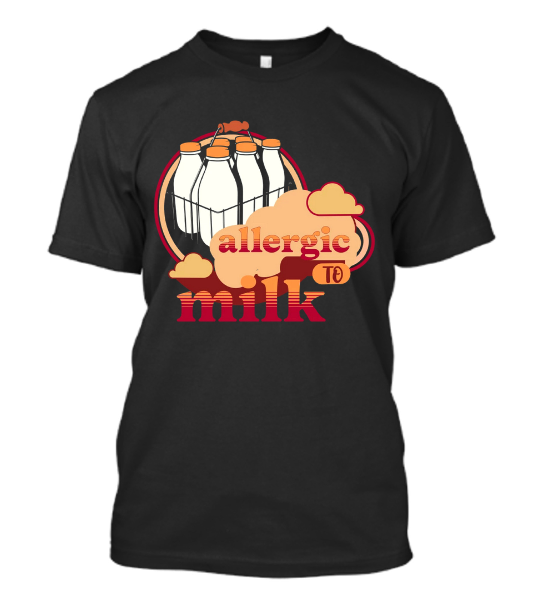 Allergic To Milk With Milk Bottles In T-Shirt