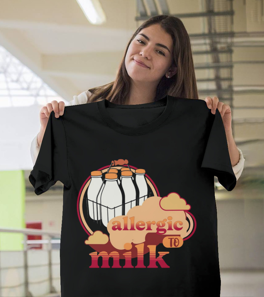 Allergic to Milk with Milk Bottles in T-Shirt